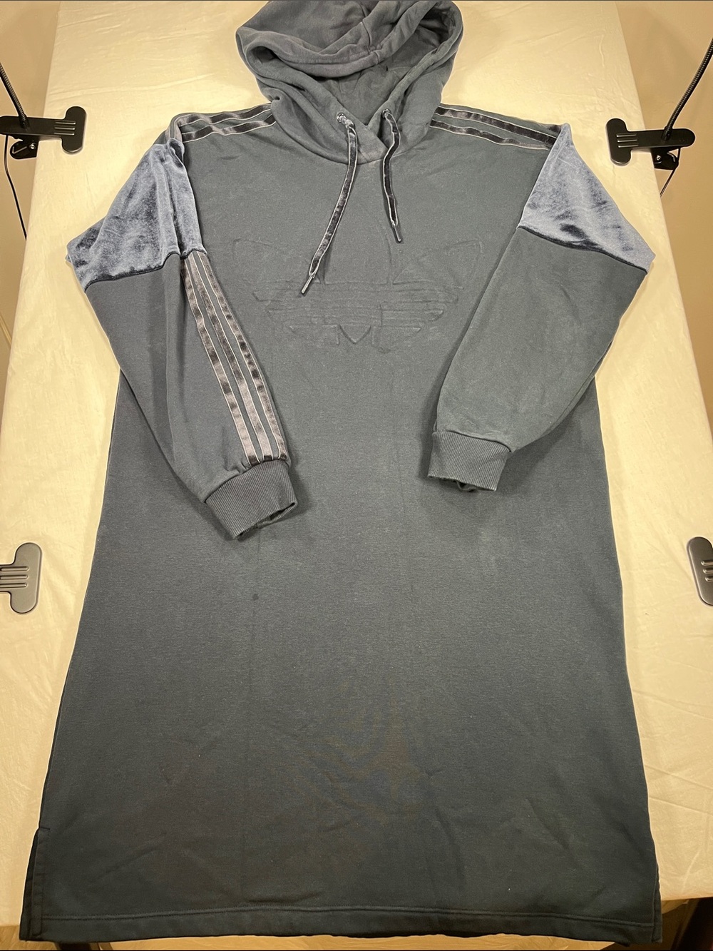 adidas Originals HOOD DRESS Blue Velvet Detail Size Large